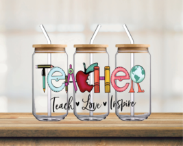 TEACHER | UV DTF 16oz Glass Can - $75.62 MXN