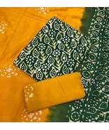 Block Print Suit Set- Cotton Printed Unstitched Suit Set for Women -3PC ... - $60.00