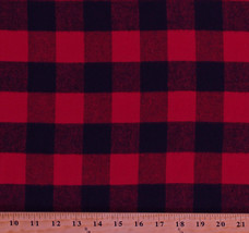 Flannel Red Black Buffalo Plaid Check 44&quot; Cotton Flannel Fabric by Yard D281.04 - £9.55 GBP