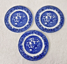 3 Antique Ridgeway Blue Willow 4 Inch Toy Tea Set Plates Made in England - $26.24
