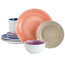 Gibson Home Color Vibes Fine Ceramic 12 Piece Dinnerware Set in Assorted Colors - £50.62 GBP