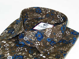 Men's Shirt By CASILA Turkey Cotton Blend Long Sleeves 501660-02 Olive Floral image 5