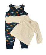 Hanna Andersson Blue Dinosaurs Overalls Jumpsuit w/ Long Sleeve 6-12 Months - $24.75