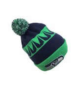 Seattle Seahawks Used New Era Green Blue NFL Pom Beanie Hat knit  - $19.78