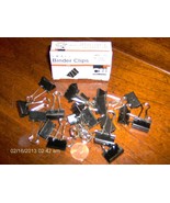 12 small Binder Foldback Steel CLIPS 3/8&quot; Wide 75 sheet Capacity Banker ... - $18.73