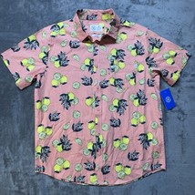 Hurley Mens Short Sleeve Shirt Button Up Peach Grapefruit Lemon AOP Size... - $23.99