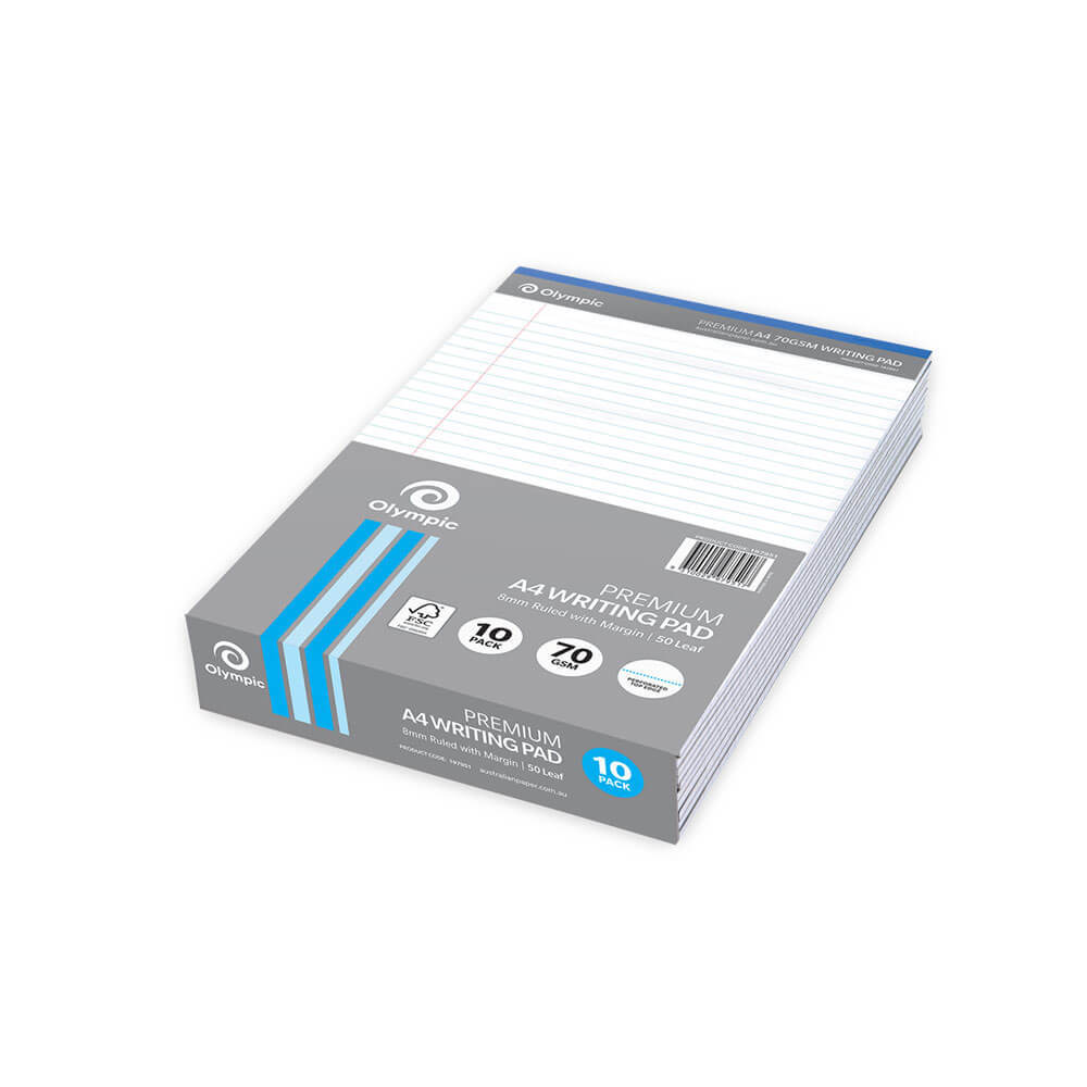 Olympic A4 Executive Ruled 50-Leaf Office Pad 10pk (White) - $56.02