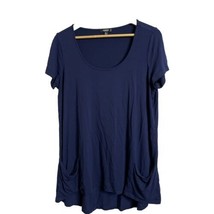 Premise Studio Top Womens Size 0X Blue  Short Sleeve Pockets Stretch - £9.13 GBP