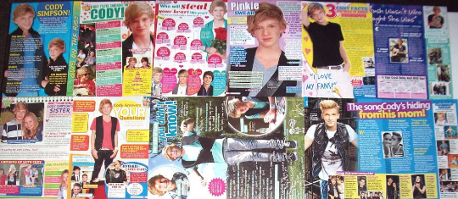 Primary image for CODY SIMPSON ~ Twelve (12) Color ARTICLES from 2010-2013 ~ B2 Clippings