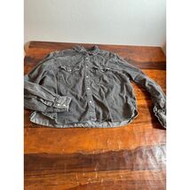 Gap Womens Western Denim Shirt L Tall Black Cotton Lyocell Snap Button Down - $18.02