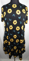 Riley &amp; James Sunflower Butterfly Print Short Sleeve Dress, Pockets, Plus 3X - £19.80 GBP