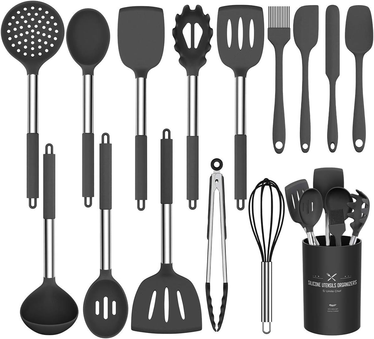 Silicone Cooking Utensil Set, Umite Chef 15Pcs Silicone Cooking Kitchen,... - $38.99