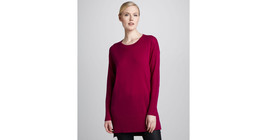 NWT! $235 DKNY Donna Karan Pink Tunic Sweater with Elbow Patches, L - £39.77 GBP