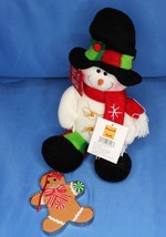 Snowman Plush &quot;Let it Snow&quot; with Gingerbread Christmas Ornament - £5.93 GBP