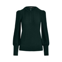 Lauren Ralph Lauren Sz XL Puff Sleeve Sweater Top Dark Green Reverse Jersey $125 - £29.98 GBP