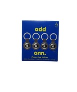 ONN Apple Airtag Protective Holder With Carabiner Ring 4 Pack BLACK SILICONE - $4.00
