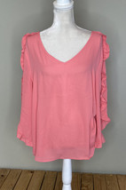 NY&amp;C NWT women’s Ruffle sleeve blouse size L Coral M5 - £12.50 GBP