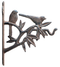 Birds In Tree Decorative Plant Hanger Cast Iron Flower Basket Hook 7.625&quot; Deep - £12.76 GBP