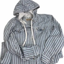Vintage Marsh Landing hoodie top jacket striped riveted button M oversiz... - £14.02 GBP