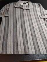 Greg Norman Polo Collection Golf Shirt Mens XL Striped 2 Ply Cotton Gray... - £8.06 GBP