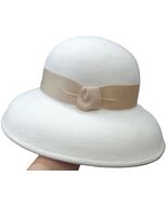 100% Pure Wool Formal Hats Winter Felt Bowknow Fedora Hat White Cap Wool... - $45.99