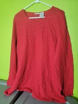 Womens Plus Size Sweater Red Long Sleeve Pullover 22w 24w Stretch White ... - $21.56