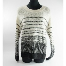 Vince Wool Nylon Black Cream Soft Chunky Striped Sweater Lg - $44.06