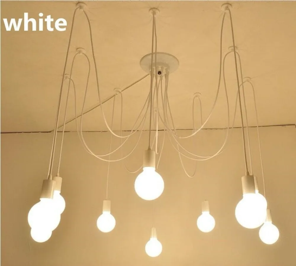 White 5/6/8 10 lights lustre  Edison bulb chandelier loft Light Pendant Lamp Spi - £161.72 GBP