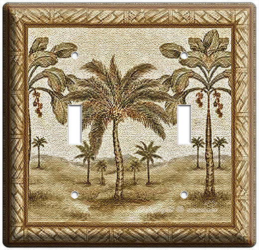 EXOTIC FLORIDA COCONUT BEAUTIFUL PALM TREES DOUBLE LIGHT SWITCH WALL PLATE COVER