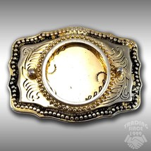 Vintage Belt Buckle Cowboy Cowgirl Western Filigree Embossed Gold Color ... - $18.31