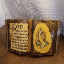 Serenity Prayer Poem &amp; Praying Hands Decoupaged Gold Painted Vintage Boo... - £12.37 GBP