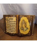 Serenity Prayer Poem &amp; Praying Hands Decoupaged Gold Painted Vintage Boo... - £12.11 GBP