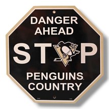 Pittsburgh Penguins STOP SIGN Danger Ahead Penguins Country 11&quot; NHL Sign... - $19.95