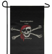 Jolly Roger Pirate Surrender Booty Garden Banner/Flag 12&quot;X18&quot; Sleeved Poly - £12.57 GBP