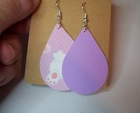 1 pair purple bunny tails vinyl backed earing  mnmt3 thumb155 crop