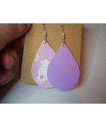 1 Pair Purple Bunny Tails Vinyl Backed Earing #MNMT - £3.14 GBP