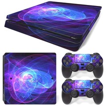 For PS4 Slim Skin Console &amp; 2 Controllers Cool Purple Swirl Vinyl Decal ... - $13.97