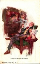 Vtg Postcard 1911 Monahan Artist Signed Smoking Cupid&#39;s Brand Women Man Smoking - £6.62 GBP