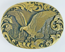 American Bald Eagle Brass Belt Buckle Hunting Diving Award Design Medals VTG - $27.39