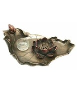 Large Buddhism Zen Serene Lotus Petal Blossom Incense & T Light Holder Figurine - $46.99