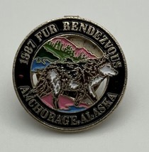 1987 Anchorage Alaska Fur Rondy Rendezvous Wolf Small Pin Medal - $24.65