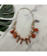 J Jill Tassel Beaded Necklace New White Orange Boho Wrapped Beads Long - $19.79