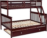 Donco Kids Twin Over Full Dark Cappuccino Mission Bunk Bed with Twin Tru... - $1,050.99