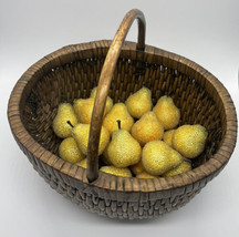 Sugar frosted beaded faux pears fruit small Handled Lovely Basket - £18.67 GBP