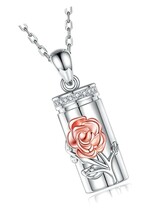 Rose Urn Necklace for Ashes for Women Sterling Silver Flower - £149.75 GBP