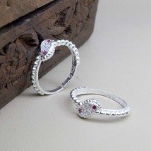 Real 925 Silver Cute Indian Style Handmade Pink White CZ Toe Ring Pair - $23.81