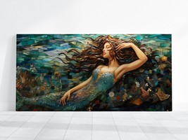 Mermaid Decor, Colorful Mermaid Art Large Canvas, Majestic Creature Mermaid Art - £22.94 GBP+