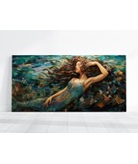 Mermaid Decor, Colorful Mermaid Art Large Canvas, Majestic Creature Merm... - £22.57 GBP+