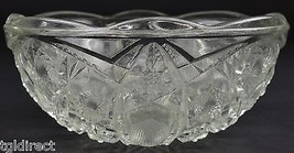 Clear Cut Glass Shield Pattern Scalloped Fruit Bowl 8&quot; Wide Tableware Decor - £15.55 GBP