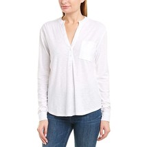 James Perse women white v-neck slub button down t-shirt in White - size 3 - £33.29 GBP